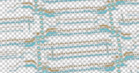 Image of spots moving over network of connections, created using generative ai Illustrazione stock