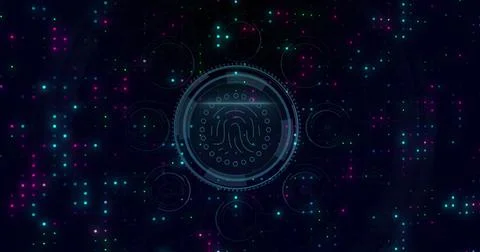 Image of spots over data processing Stock Illustration