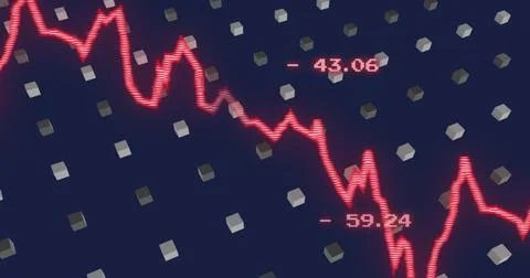 Image of squares and data processing over diagrams Stock Photos
