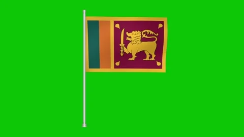 An image of the sri lankan flag on a pole with a green screen background Stock Footage 317542257