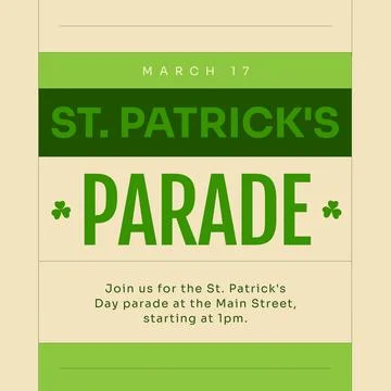 Image of st patrick's day parade text on green background Illustrazione stock