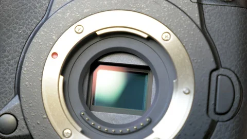 Image stabilization mechanism on the sensor of mirrorless digital camera Stock Footage 86278325