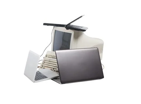 Image of stacked computers. concept of internet sharing and technology Foto stock