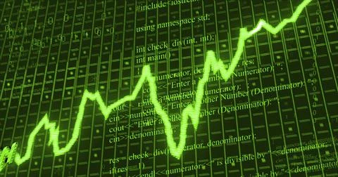 Image of stagflation text over data processing Stock Illustration