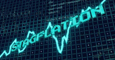 Image of stagflation text over data processing Stock Illustration