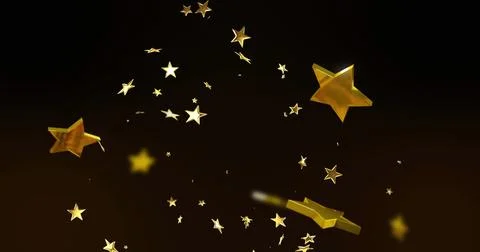 Image of stars falling on black background Stock Illustration