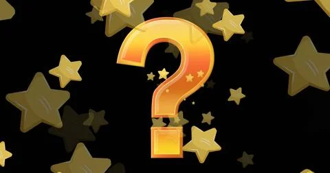 Image of stars falling over question mark Stock Photos