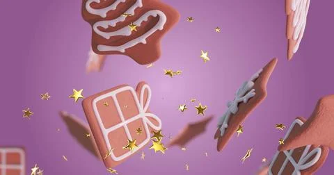 Image of stars over ginger bread Stock Illustration
