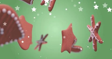 Image of stars over ginger bread Stock Illustration