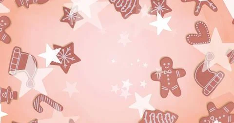 Image of stars over ginger bread Illustrazione stock