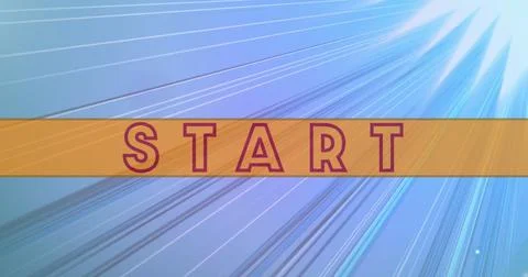 Image of start text and bar with lens flares over blue background 写真素材