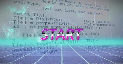 Image of start text over data processing and metaverse Stock Illustration
