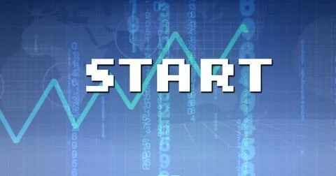 Image of start text over data processing Foto stock