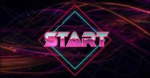 Image of start text over neon pattern background Illustrazione stock