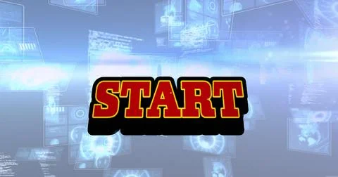 Image of start text over scope scanning and data processing Stock Illustration