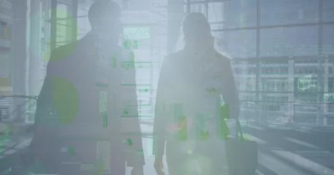 Image of statistic processing over business people Stock Photos