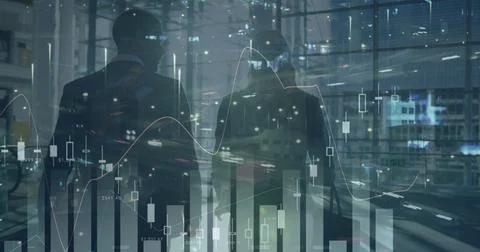 Image of statistic processing over business people Stock Photos