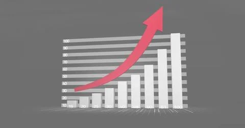 Image of statistical data processing against grey background Stock Illustration