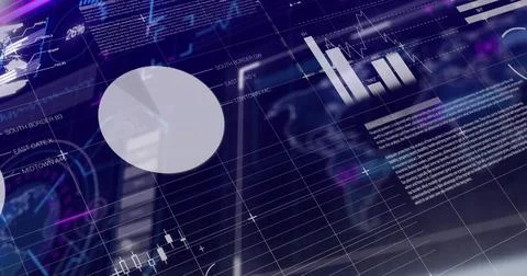 Image of statistical data processing against interface with data processing on Stock Photos