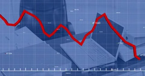 Image of statistical data processing against close up of a desk at office Stock Photos