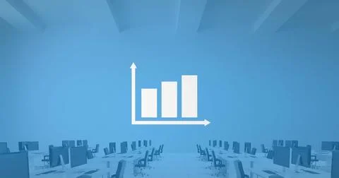 Image of statistical data processing against empty office Stock Photos