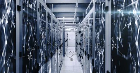 Image of statistical data processing against plexus networks trails over Stock Photos