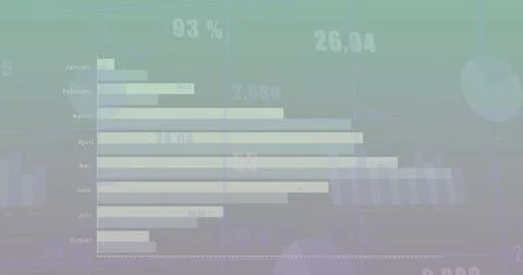 Image of statistical data processing against purple gradient background 写真素材