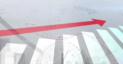 Image of statistical data processing against grey background 스톡 사진