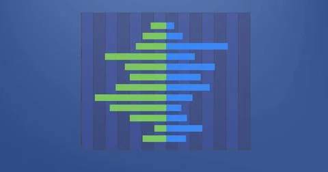 Image of statistical data processing against blue background Foto stock