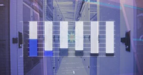 Image of statistical data processing and rainbow lens flare against computer Illustrazione stock