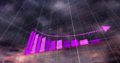 Image of statistical data processing over grid network against thunder and dark Stock Illustration