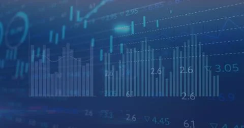 Image of statistical data processing over glowing battery button icon against 스톡 사진