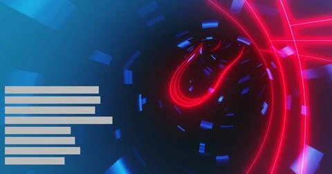 Image of statistical data processing over neon tunnel in seamless pattern on Foto stock