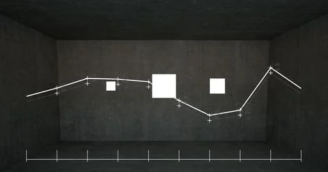 Image of statistics, ai data processing over grid and dark background Foto stock