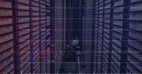 Image of statistics and data processing over computer servers Stock Illustration