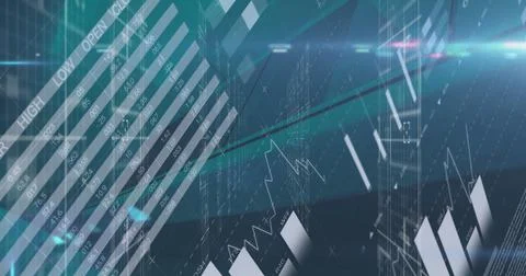 Image of statistics and data processing over computer servers Stock Illustration