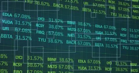 Image of statistics and data processing on blue background Stock Illustration