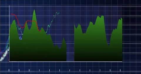 Image of statistics and data processing over grid background 스톡 일러스트