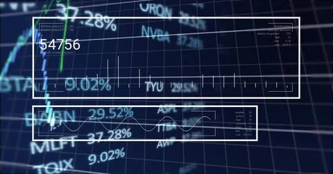 Image of statistics and data processing over grid background Stock Illustration