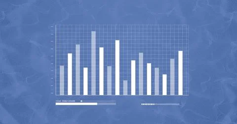 Image of statistics and data processing over blue background Stock Illustration