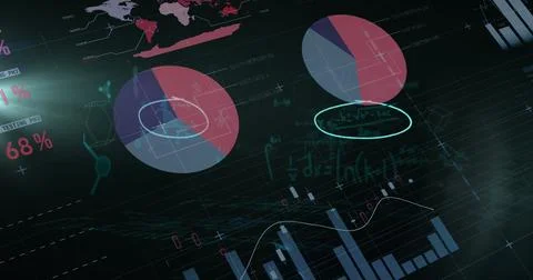 Image of statistics and data processing on screens 스톡 일러스트