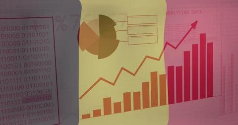 Image of statistics and data processing over waving flag of belgium Foto stock