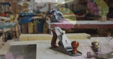 Image of statistics and data processing on grey background 스톡 사진