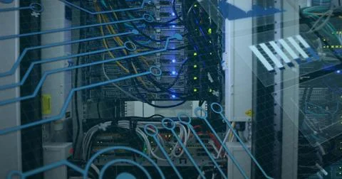 Image of statistics and data processing on grey background Stock Photos