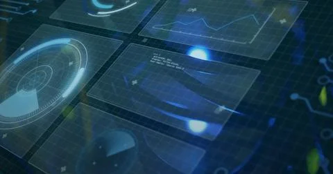 Image of statistics and data processing on grey background Stock Photos