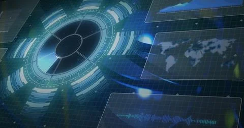 Image of statistics and data processing on grey background 스톡 사진