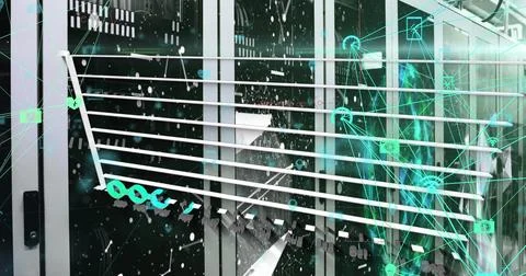 Image of statistics and data processing over computer servers 스톡 사진