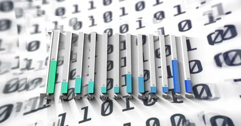 Image of statistics and data processing over binary coding Stock Photos