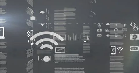 Image of statistics and data processing over dark background 写真素材