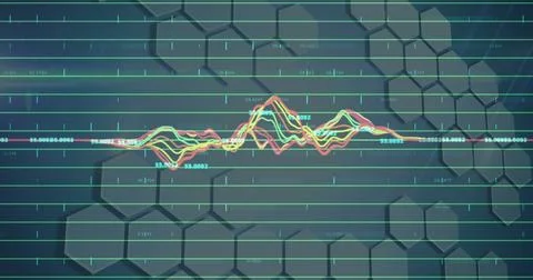 Image of statistics and data processing on grey background Stock Photos